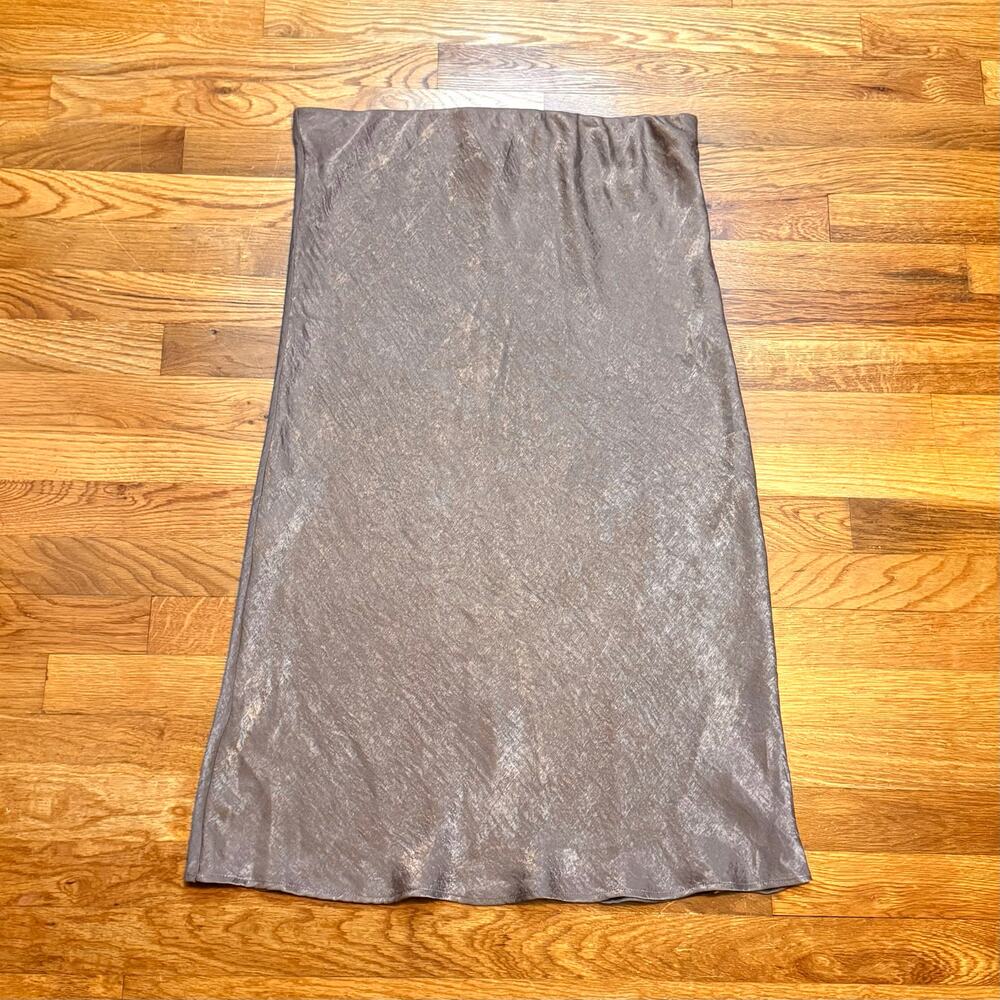 Bobeau Women’s XL Deep Taupe Satin Midi Skirt Cocktail Party Corporatecore New